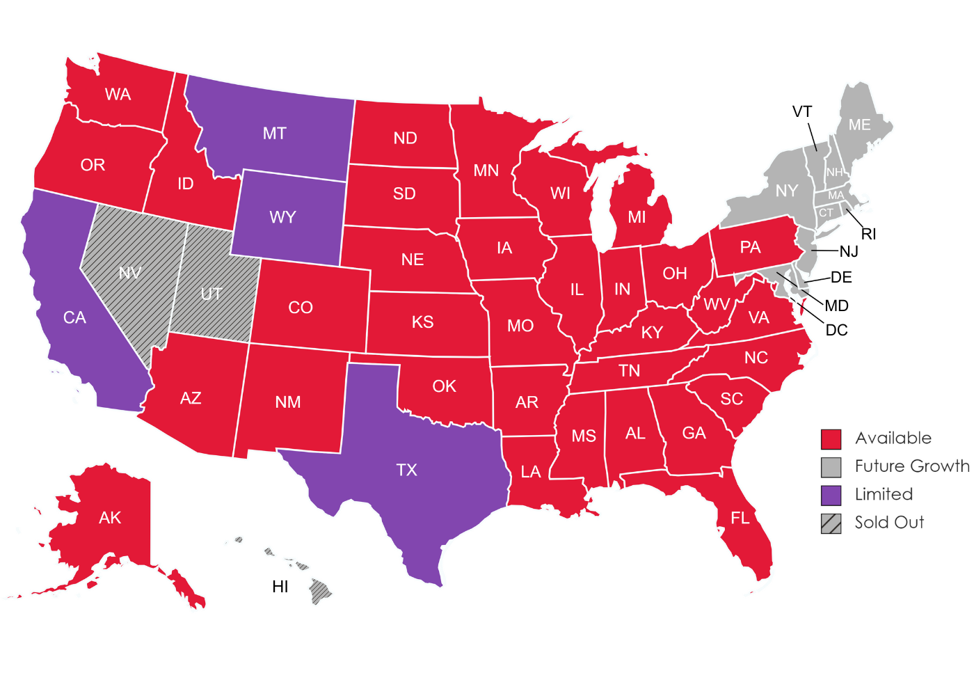 Jack in the Box Available Markets Map NE Future Growth