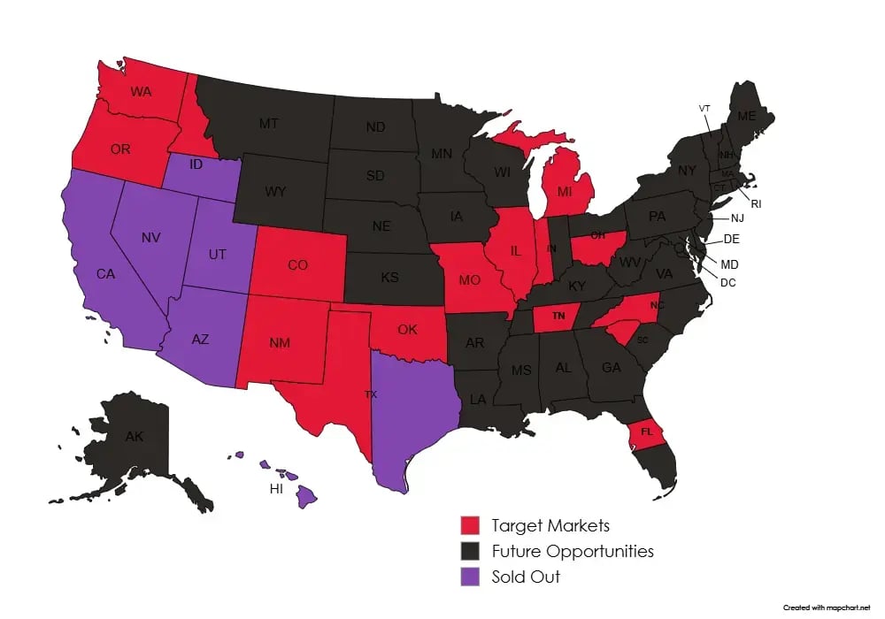 Jack in the Box Available Territories Map