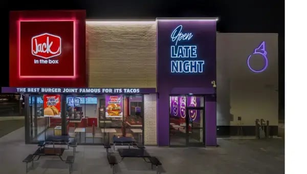 CRAVED exterior from the side at night with Open Late Night neon