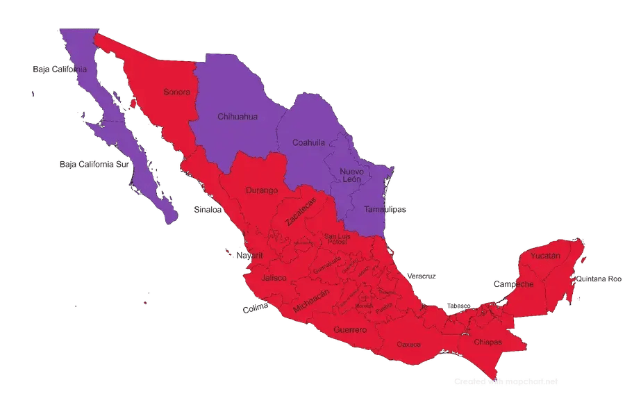 A Map of the Jack in the Box Mexico Available Territories
