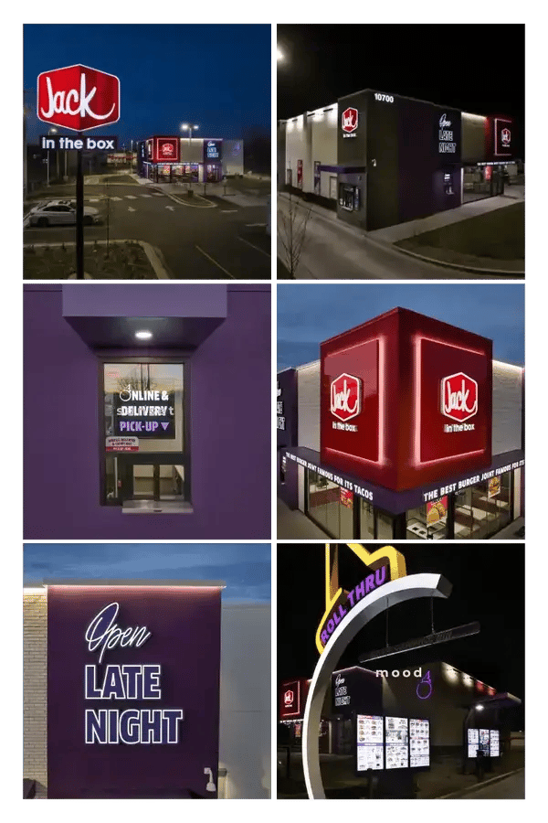 Jack in the Box Nighttime Store Collage