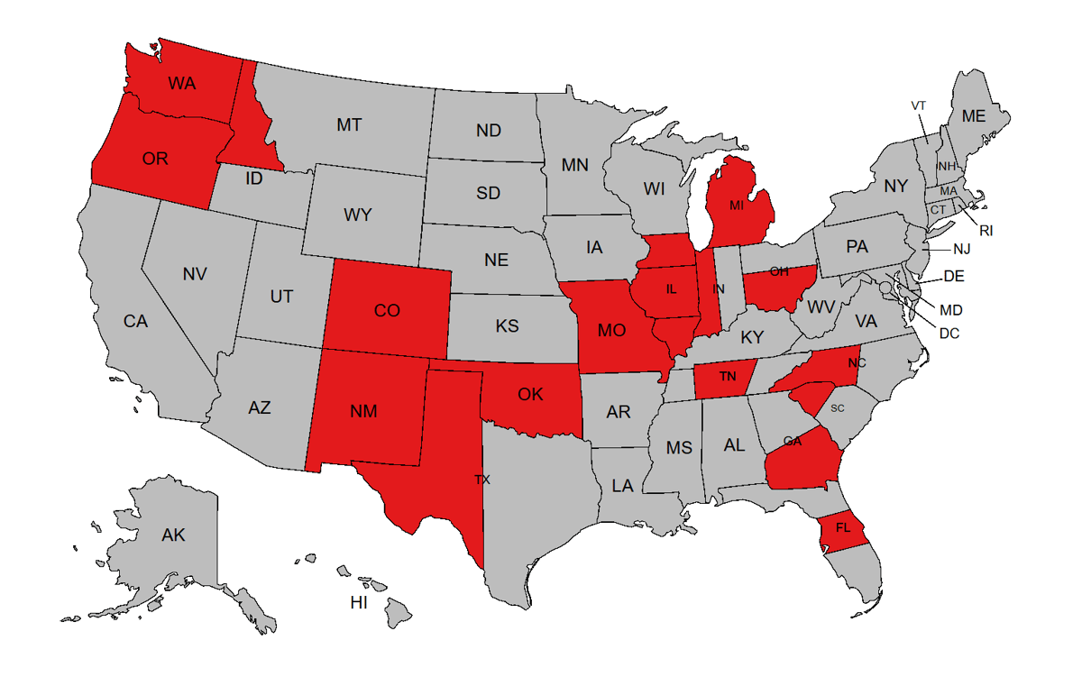 Jack in the Box Available Markets Map