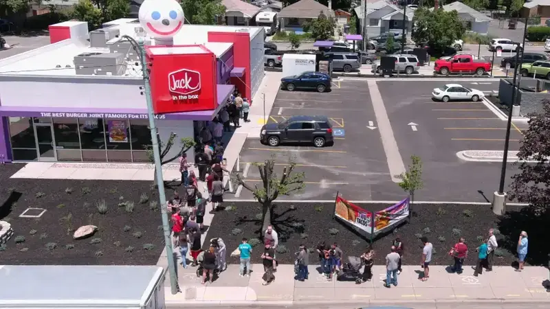 Jack in the Box Grand Opening with Long Lines of Guests