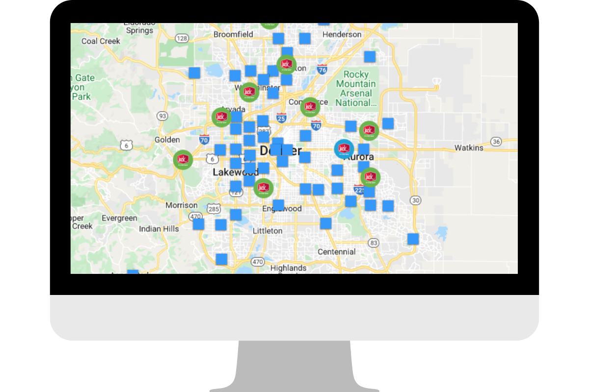 Market Points Map Computer Screen